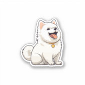 Schattigee Witte hond sticker (Voorkant)