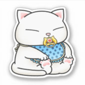 Schattigee Witte Kat Baby Sticker (Voorkant)