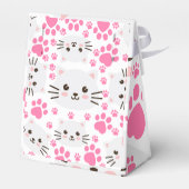 Schattigee witte kat en roze poot bedankdoosjes (Achterkant)