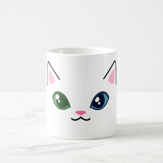 Schattigee Witte Kat Heterochromie Mok (Center)