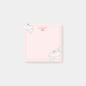 Schattigee Witte Kat Kitten Kat Roze meisjesnaam Post-it® Notes (Voorkant)