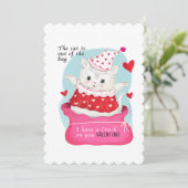 Schattigee Witte Kat Valentijn Feestdagenkaart (Staand voorkant)