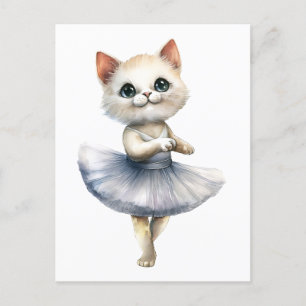 Schattigee witte kattenballerina dansballet feestdagenkaart