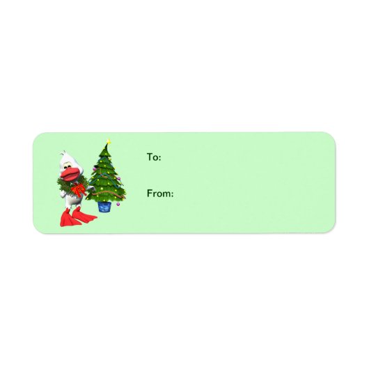Schattigee Witte Kerst Eend Gift Labels (Voorkant)