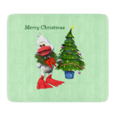 Schattigee witte kerst eend met een krans snijplank (Voorkant)