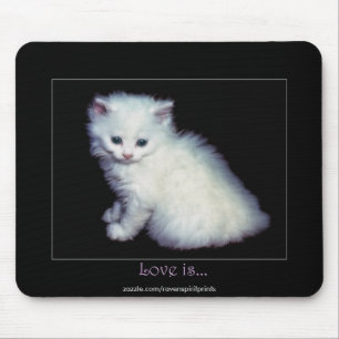 Schattigee witte kitten kunst muismat