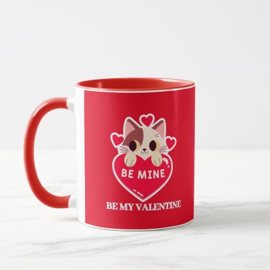 Schattigee witte kitten met hart mok (Links)