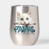 Schattigee witte kitten Paws en genieten (Achterkant)