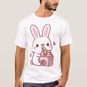 Schattigee witte konijn houdt van Drink aardbeienm T-shirt