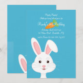 Schattigee witte konijnenuitnodiging kaart (Voorkant / Achterkant)