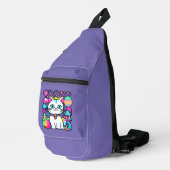 Schattigee witte kosmische ruimte kitty cat sling bag (Rechterhoek)