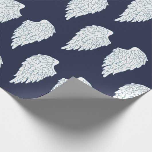 Schattigee Witte & Navy Angel Wings Cadeaupapier (Hoek)