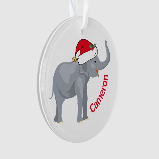 Schattigee witte olifant in Santa Hat Custom Chris Ornament (voorkant)