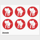 Schattigee Witte Olifant Logo Rood en Wit Ronde Sticker (Vel)