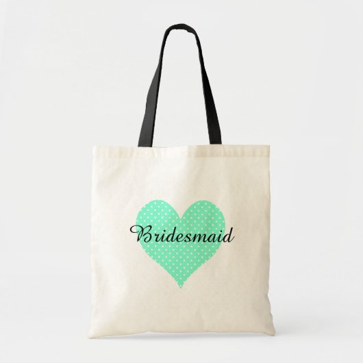 Schattigee witte polka dot aquamarijn hart bruidsm tote bag (Voorkant)