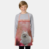 Schattigee Witte Pommerse Hond gepersonaliseerd Schort (Gedragen)