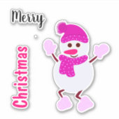 Schattigee witte sneeuwman sticker (Voorkant)