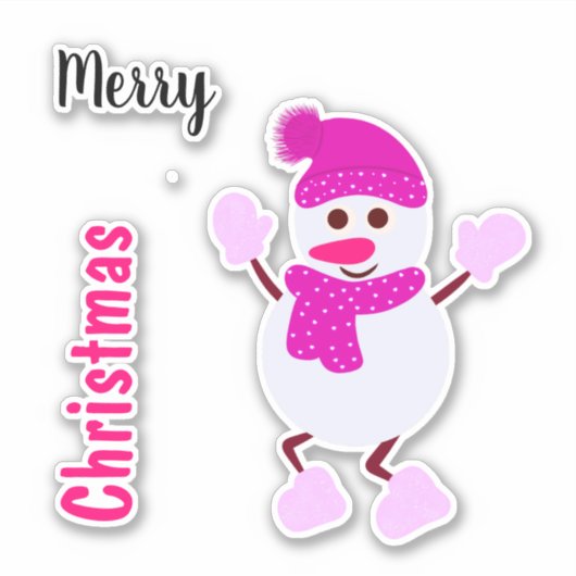 Schattigee witte sneeuwman sticker (Voorkant)