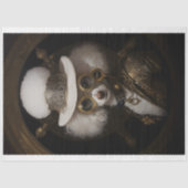Schattigee Witte Steampunk Poodle Schilderij D2L D Tissuepapier (Voorkant)