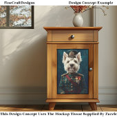 Schattigee witte Westie, militair uniform CF1 Deco Tissuepapier