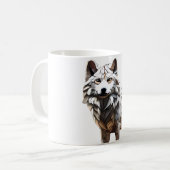 Schattigee Witte Wolf Mozaïek Mok Ontwerp (Voorkant links)
