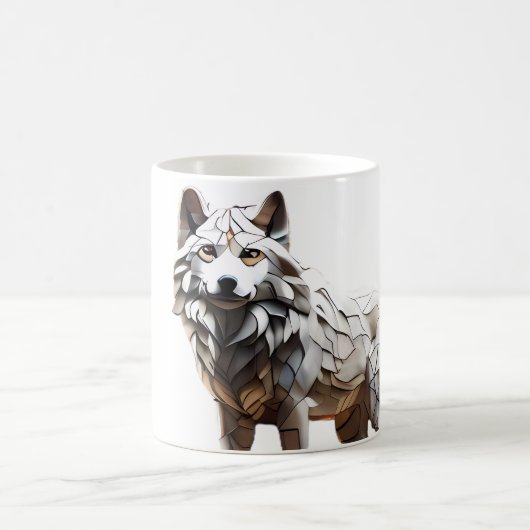 Schattigee Witte Wolf Mozaïek Mok Ontwerp (Center)