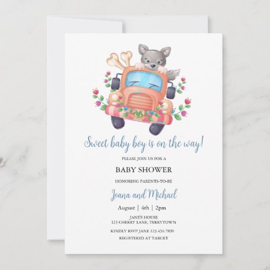 Schattigee Wolf Boy Baby shower Uitnodiging (Voorkant)