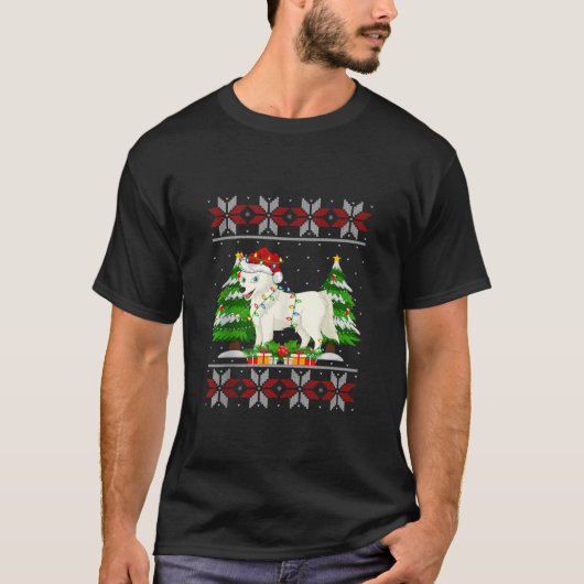 Schattigee Wolf Christmas Tree Lights Lelijke trui T-shirt (Voorkant)
