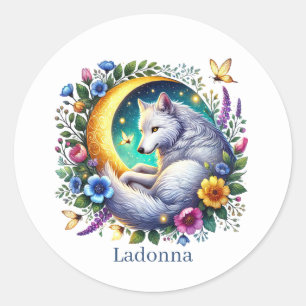 Schattigee wolf liefhebbers dier aanpasbaar ronde sticker