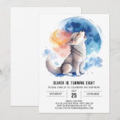 Schattigee Wolf Pup bewerkbare Verjaardag Kaart (Voorkant / Achterkant)