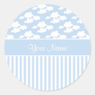 Schattigee wolken en strepen ronde sticker