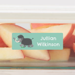 Schattigee wollige mammoet cartoon gepersonaliseer labels