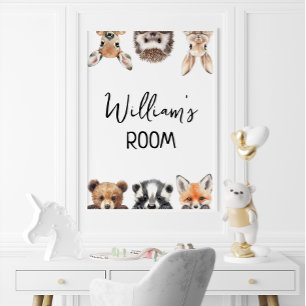 Schattigee Woodland Animals Baby Nursery Room Post Poster