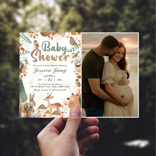 Schattigee Woodland Animals Baby shower Party Foto Kaart
