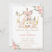 Schattigee Woodland Animals Boho Tribal Girl Baby  Kaart (Voorkant)