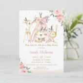 Schattigee Woodland Animals Boho Tribal Girl Baby  Kaart (Staand voorkant)