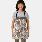 Schattigee Woodland Animals Patroon met naam Schort (Insitu)