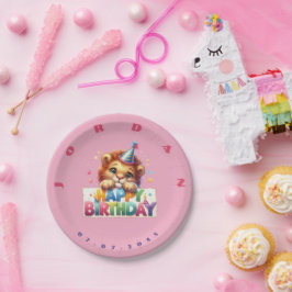 Schattigee Woodland Baby Lion Happy Birthday Papieren Bordje