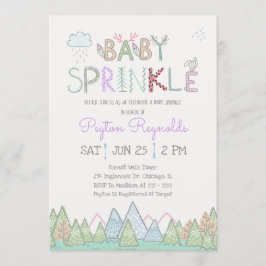 Schattigee Woodland Creatures Baby Sprinkle Invita Kaart