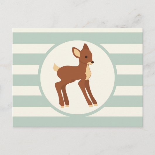 Schattigee Woodland Deer; Sage Green Stripes Briefkaart (Voorkant)