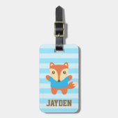 Schattigee Woodland Fox Kinder gepersonaliseerde B Bagagelabel (Voorkant verticaal)