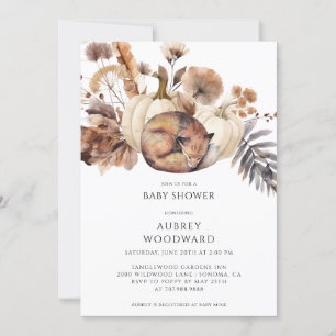 Schattigee Woodland Fox Pumpkins Herfst Kaart