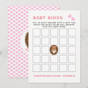 Schattigee Woodland Hedgehog Baby Girl Shower Bing Kaart