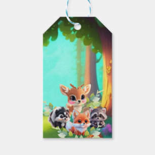 Schattigee Woodland vrienden vos stinkdier wasbeer Cadeaulabel