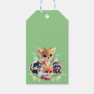 Schattigee Woodland vrienden vos stinkdier wasbeer Cadeaulabel