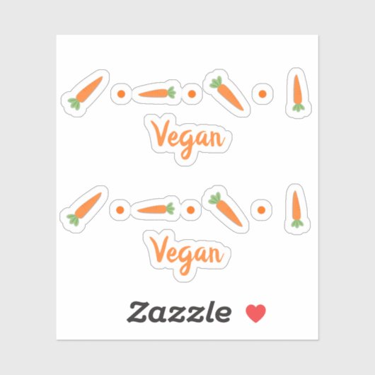 Schattigee Wortelen Groenten Tekening Vegan Custom Sticker (Vel)
