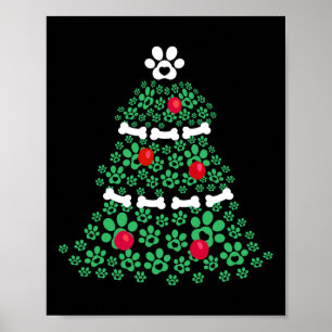 Schattigee Xmas Dog Paw Kerstboom Puppy Liefhebber Poster