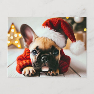 Schattigee Xmas Franse Bulldog Feestdagenkaart
