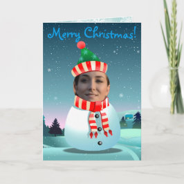 Schattigee Xmas Snowman met je eigen foto Feestdagen Kaart