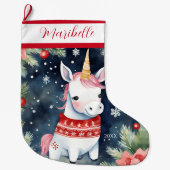Schattigee Xmas Unicorn Grote Kerstsok (Voorkant)